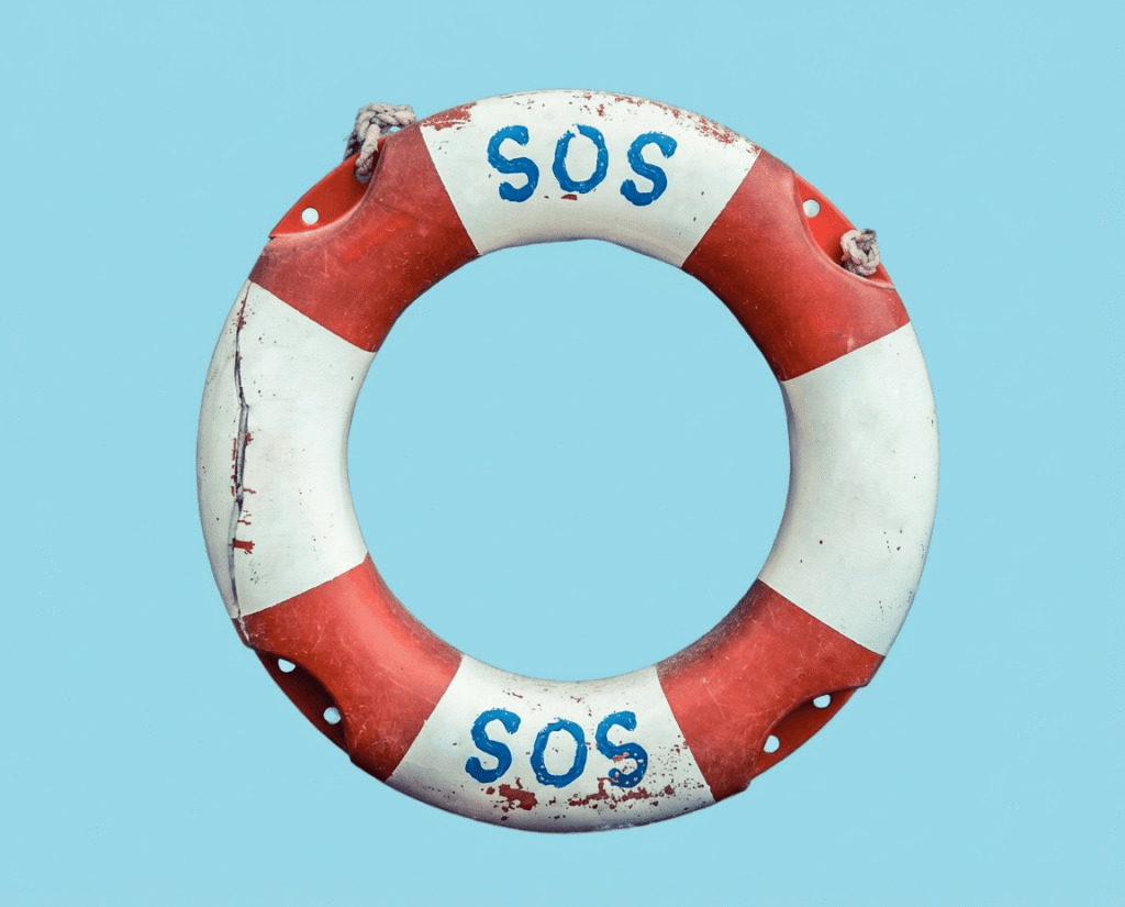 Bild eines Rettungsrings, welcher für die SOS-Technikkurse von Rosmarie Kunz aus Brügg bei Biel stehen.